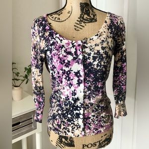 Banana Republic Form-Fitting Floral Button-Up Sweater - Women’s PS